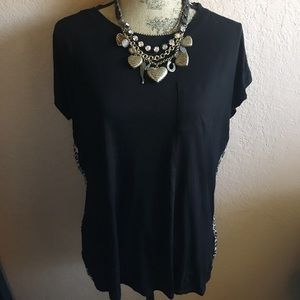 Black and cheetah print oversized T-shirt